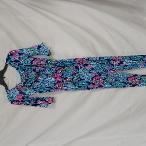 Lilly Pulitzer Calla Off the Shoulder Jumpsuit High Tide Pineapple XXS